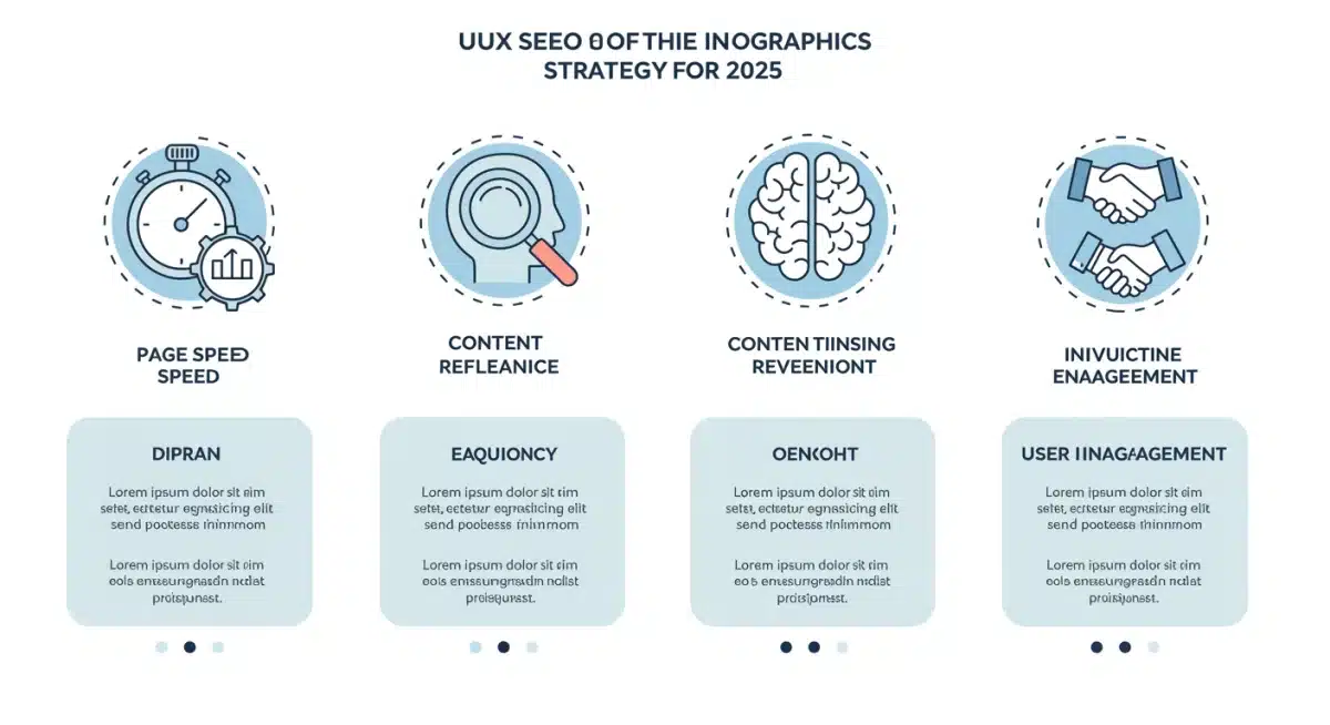 Infographic detailing a 4-point strategy for enhancing UX to boost SEO rankings in 2025.