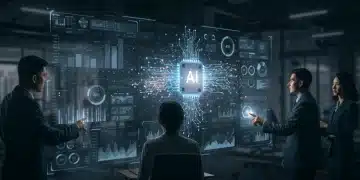 AI-powered analytics dashboard with data visualizations and a team of analysts