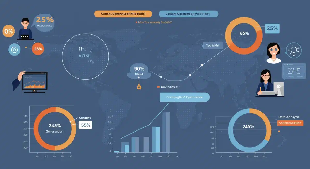 Infographic showing the projected 30% automation of marketing tasks by mid-2025 through AI, highlighting content generation.
