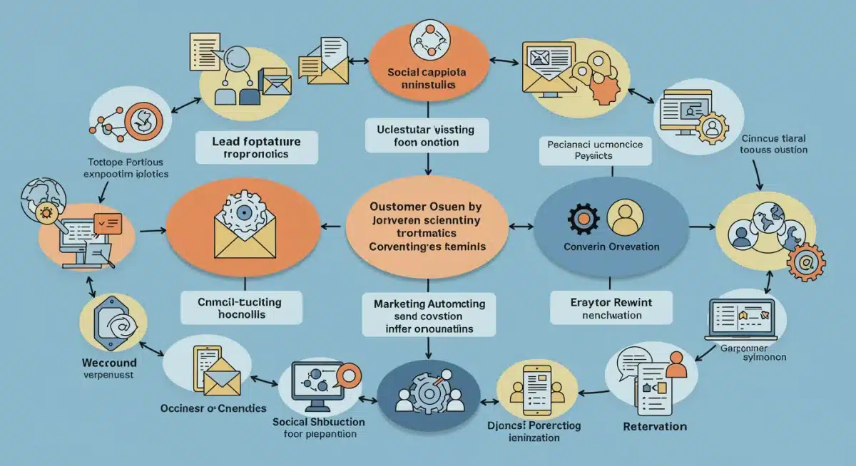 Customer journey flowchart with marketing automation touchpoints