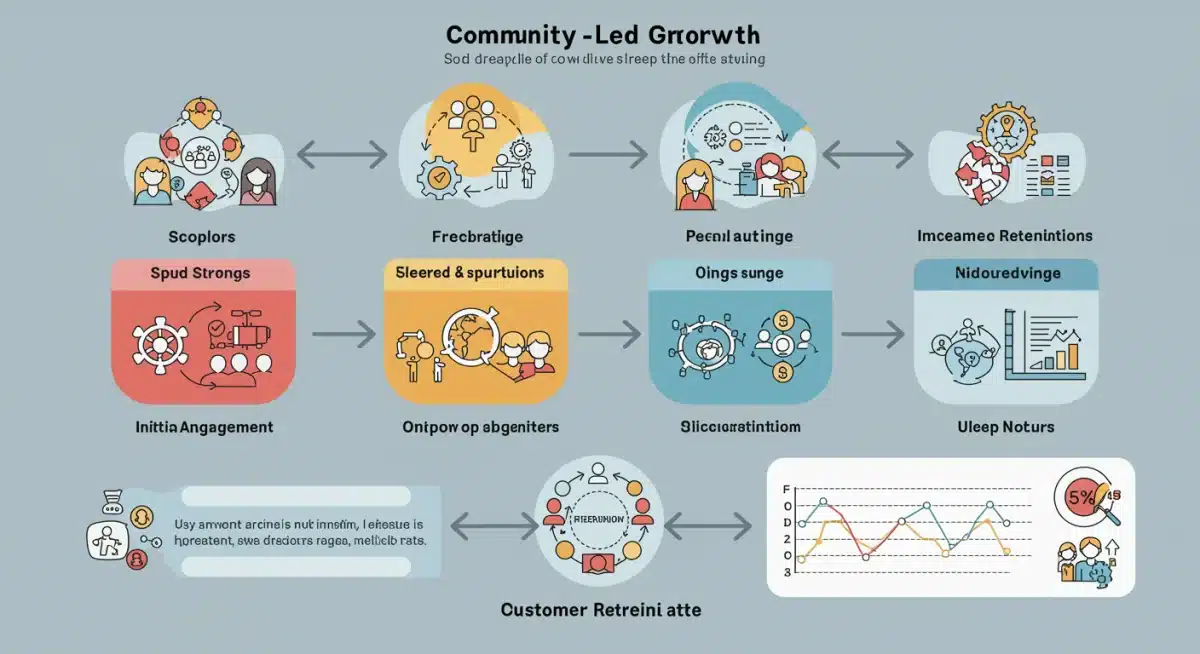 Infographic showing community-led growth lifecycle and its impact on customer retention