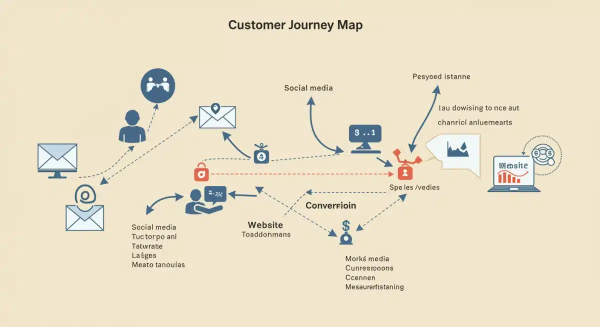 Customer journey map with integrated cross-channel touchpoints