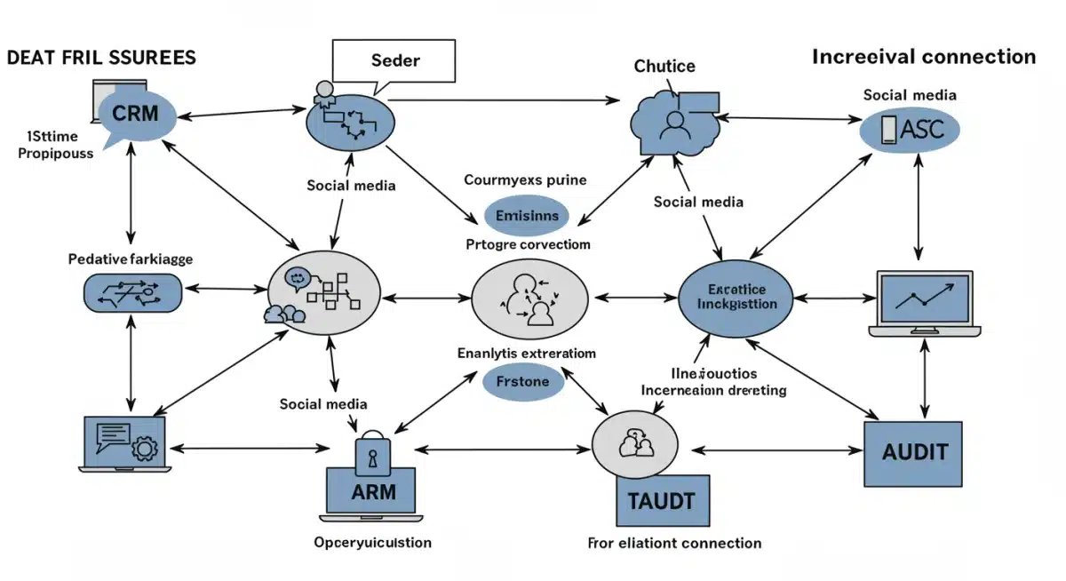 Complex data flow diagram showing analytics integration points