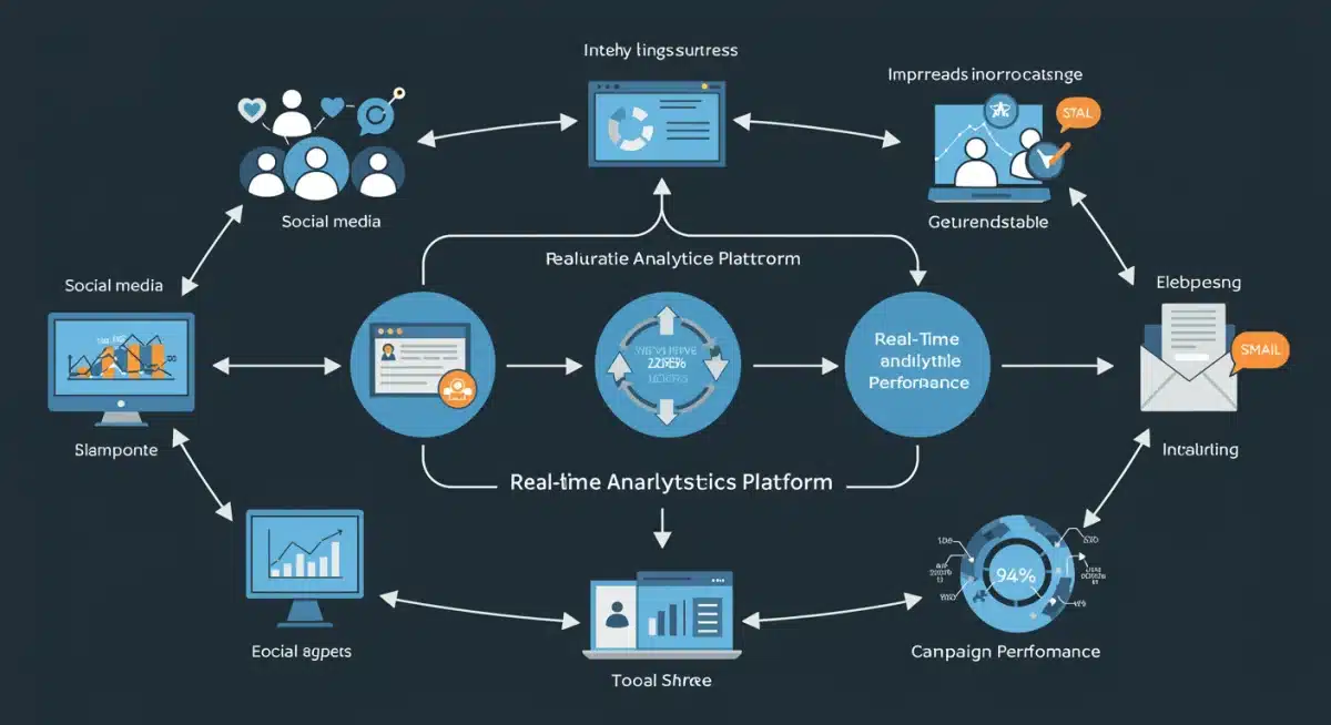 Data flow infographic illustrating real-time analytics process and actionable insights