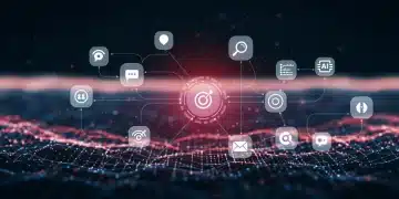 Futuristic digital marketing landscape with diverse content distribution channels