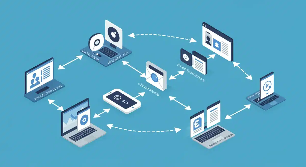 Infographic showing interconnected content distribution channels