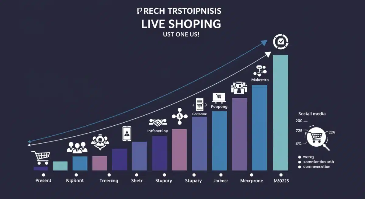 Infographic showing projected live shopping market growth in US to  billion by 2025