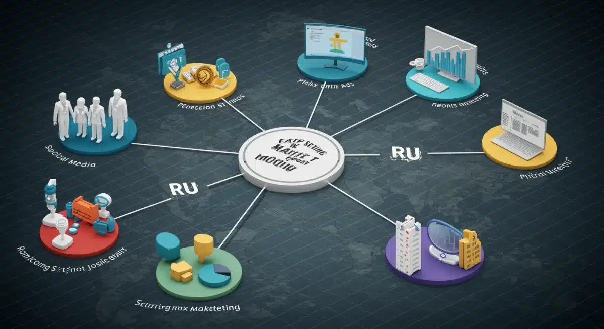 Infographic demonstrating the interconnectedness of marketing channels and their contribution to ROI through mix modeling