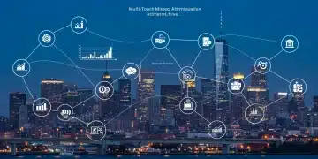 Attribution Beyond Last-Click: Uncovering True Marketing ROI for US Businesses in 2025 Multi-touch attribution model showing customer journey and data analytics in a modern business context.