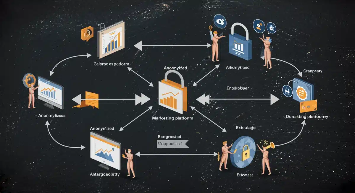 Secure data flow in ethical AI marketing, emphasizing privacy and responsible handling