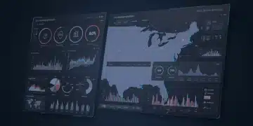 Dynamic marketing analytics dashboard with US map backdrop, showing actionable data visualization.